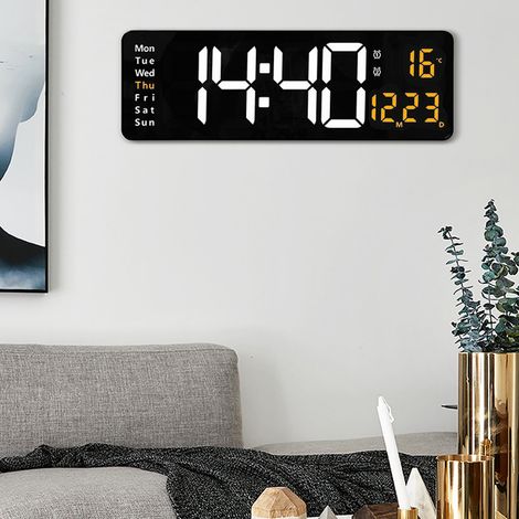Horloge à grand écran, horloge numérique nordique, horloge murale minimaliste pour salon, horloge murale LED 6626 (1/5)