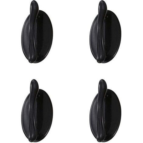 Front Door Handle, Sliding Door Handle, 4pcs Black Adhesive Door Handle, Plastic Parts for Door and Window Handles, Cabinets, Drawers, Cupboards MUMU (1/4)