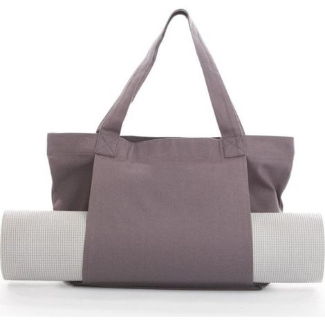 Sac de tapis de yoga en toile pour femme, gris, grande capacité, sac de transport extérieur avec bandoulière, gris-enfant