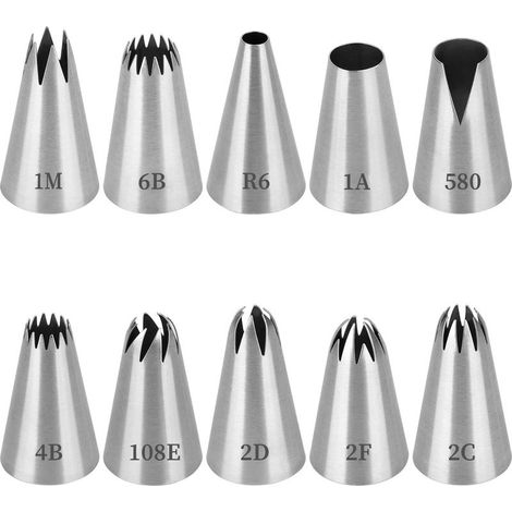 10 x Professional Large Pastry Piping for Cakes Cupcakes Compatible with Pastry Piping Bag (1/5)