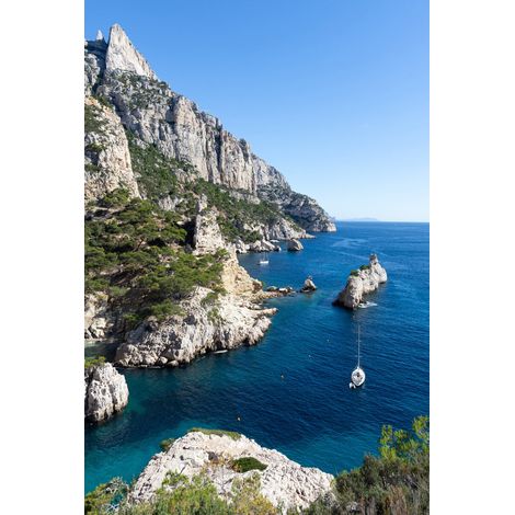 Tableau sur toile voiliers calanque Sugiton 30x45 cm - Impression sur Toile Murale Décorative - Image imprimée en HD sur Toile - Toile sur Châssis en Bois FSC - Fabriqué en France