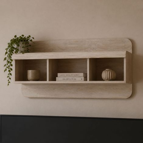 Regal Dmora Kadamema, 4 Böden, Farbton Struktur Eiche, 120x25x56h cm Braun Eiche (1/3)