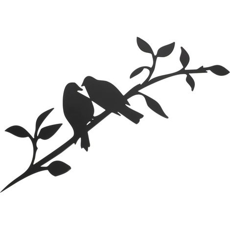 Figurine d'oiseau en métal de 30 x 12,5 cm, décoration murale en fer, sculpture d'oiseau, décoration murale intérieure et extérieure, maison et jardin (1/5)