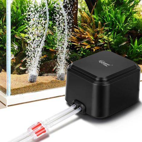 Pompe à Air Silencieuse pour Aquarium 30 dB avec 2 Sorties d'air d'aération Silencieuse Extrêmement Puissante avec Accessoires Max 80GPH/160GPH/255GPH (3.5 W pour 454LPH) (1/5)