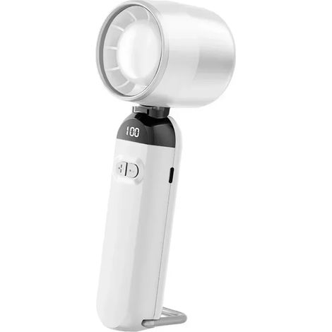 Mini ventilateur portable (blanc), pliable et à porter autour du cou, 5 vitesses de ventilation, rechargeable par USB (1/5)