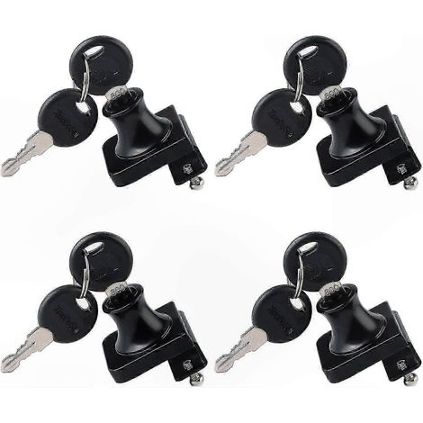 Lot de 4 verrous de sécurité pour portes vitrées, ouverture simple ou double, compatibles avec du verre de 5 à 8 mm, sans perçage, en alliage de zinc, avec un système de verrouillage unique. (1/5)