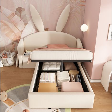 Cama infantil tapizada con almacenaje 90x190 OKMYHOME (1/5)