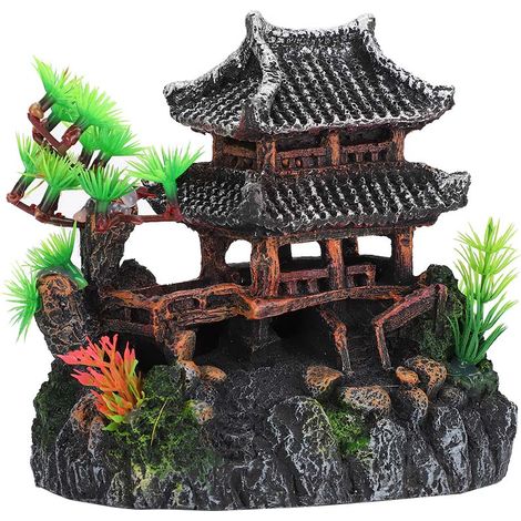 Décoration Aquarium Terrarium Paysage Artificiel Pagode et Pin de Suzhou pour Poissons Reptiles - AUTRES (1/5)