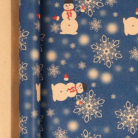 Rouleaux de papier cadeau de Noël - 43 cm x 3 m/rouleau - Parfaits pour emballer les cadeaux de Noël et décorer les fêtes, motif bonhomme de neige (1/5)