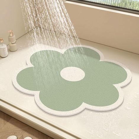 Bardusch-Tapis de douche rond en luffa en PVC antidérapant et anti-moisissure avec drainage, séchage rapide (vert, 50 x 50 cm) (1/5)