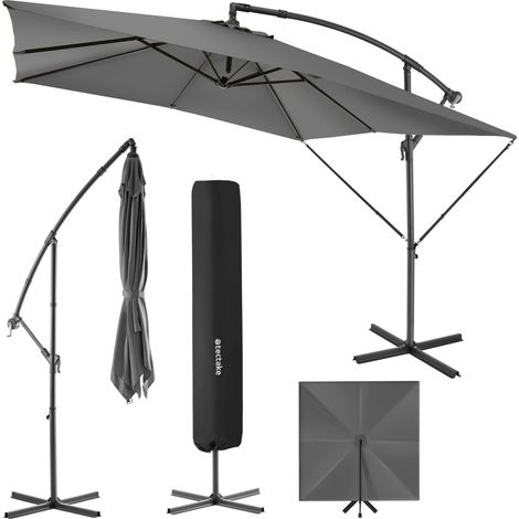 Parasol avec manivelle 2,5x2,5m inclinaison réglable en continu gris (1/5)