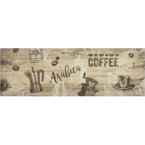 Tapis de cuisine lavable imprimé café marron 60x180 cm velours (1/5)