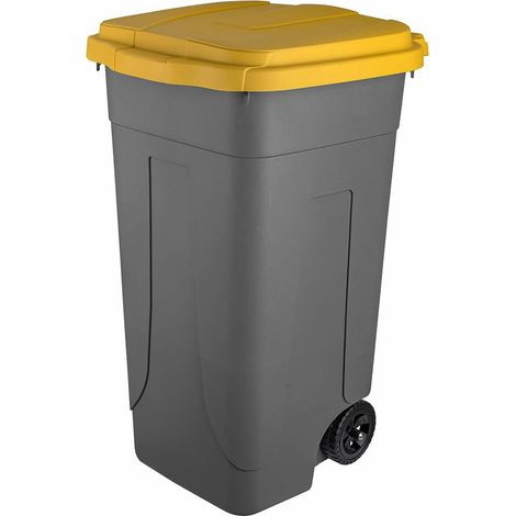 Bidone raccolta differenziata Lt80 pattumiera Mobile plastica ruote e coperchio contenitori bidoni casa pub bar ristoranti hotel - colorigenerali: GIALLO