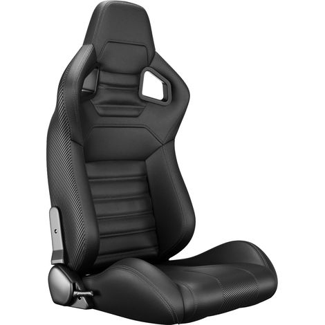 Asiento de coche tipo racing reclinable, ajustable de 90 a 180 grados, PVC negro (1/5)