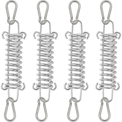 4 Pièces - Ressort De Tension - Mousqueton - Double Crochet - Acier Inoxydable - Pour Bâche Tente Voile D'Ombrage - Argent - 12x3,5cm (1/5)