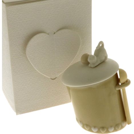 ETM Zuccheriera Micio H 10 Cm Porcellana Scatola Regalo Cuore