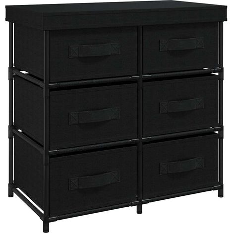 Maison Exclusive - Armoire de rangement avec 6 tiroirs 55x29x55 cm Noir Acier (1/5)