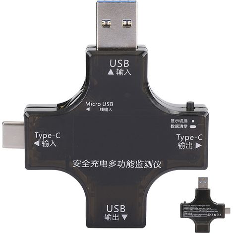 Monitor de rendimiento de carga, vatímetro USB-C, multímetro digital, comprobador de voltaje y corriente, detector de carga rápida, comprobador de capacidad de batería externa, pantalla a color.