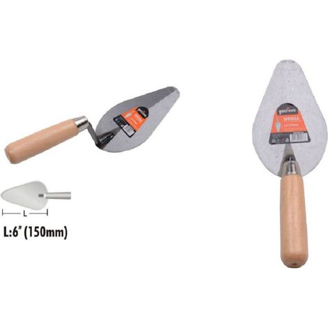 Trade Shop - Llana De Acero Espátula Forma De Melocotón 150 Mm 6" Mango De Madera Herrajes 90476 - (1/2)