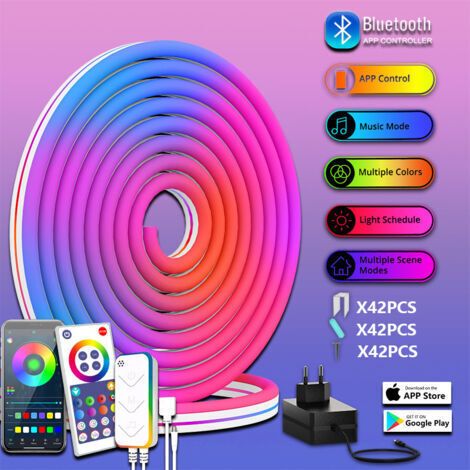 Bande Lumineuse 24V Néon Bluetooth Symphonie RGBIC (10 mètres 960 lumières)Neon Ruban LED,RGBIC Bande LED avec Contrôle WiFi APP, Compatible avec app, pour Chambre, Salon, salle de bains, Décoration (1/5)