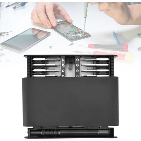 JM-8171 Coffret de 16 tournevis de précision, kit d'outils de réparation avec tournevis magnétique, 4 embouts longs de diamètre variable chromés mats de 40 mm (1/5)