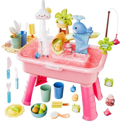 Bb-Boom – Table à eau pour enfants – Piscine de jeux 4 en 1 – Accessoires inclus – Favorise la créativité et la motricité – Dimensions compactes 54x29x53 cm