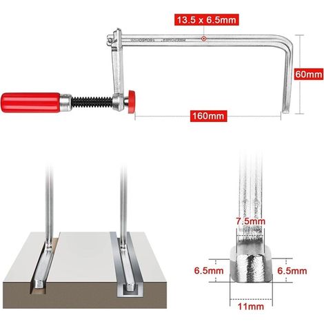 2-teilige Führungsschienenklemme 160 x 60 mm für MFT-Führungsschienen und Führungsschienensysteme, 220 kg Klemmkraft