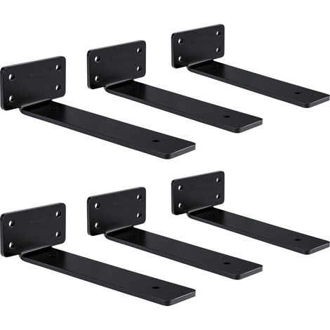 6Pack Floating Shelf Brackets 200x40x4.5MM Shelf Bracket Carbon Steel L Metal Bracket 90KG Load Capacity Wall Mounted Floating Heavy Duty Shelf Bracket with Hardware for Home Office Industry (1/5)