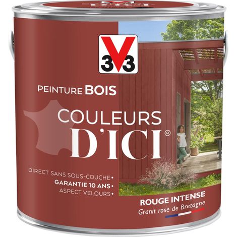 Peinture bois extérieur Couleurs d'Ici® V33 Rouge intense Velours 2L