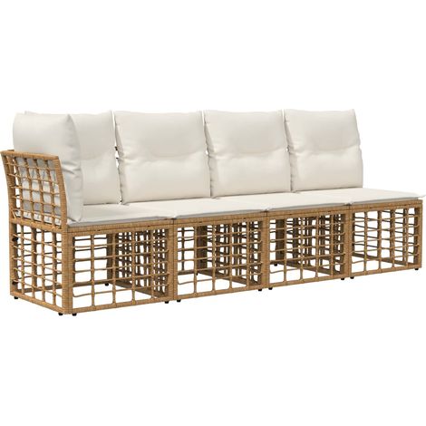 4-Seater Garden Sofa with Left Arm 4 pcs 4-Seater Natural vidaXL