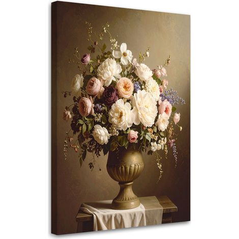 Quadro su tela, Bouquet di fiori in un vaso vintage, 40x60 (1/5)