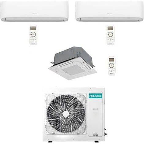 Climatizzatore Condizionatore Hisense Hi Comfort WiFi + Cassetta 4 vie R32 Trial Split Inverter 7000 + 7000 + 9000 BTU con U.E. 3AMW52U4RJC Classe A++/A+