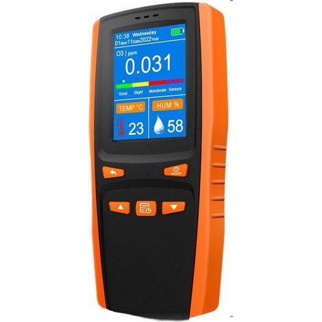 Détecteur de gaz Multi-gaz Analyseur d'ozone Pollution de la qualité de l'air Moniteur Portable portatif Détecteur de gaz d'ozone O3 Capteur Intelligent Compteur d'ozone (1/5)