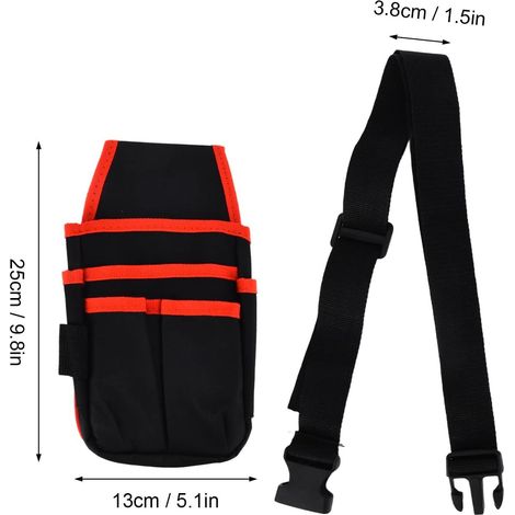 Ceinture porte-outils multifonction en pochette banane, organiseur d'accessoires d'électricien pour bricolage, Composition : 25 × 13 cm, Couleur : rouge (1/5)