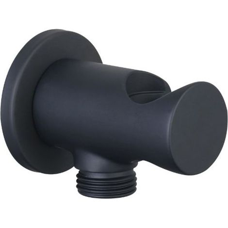 Presa acqua tonda con supporto laterale nero opaco M.M. 1/2" Tecom (1/2)