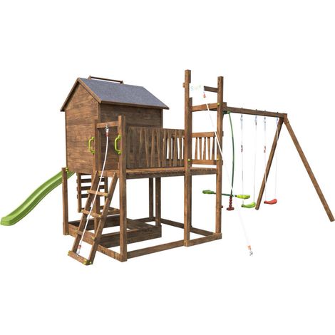 Aire de jeux avec cabane et toboggan COTTAGE FUNNY