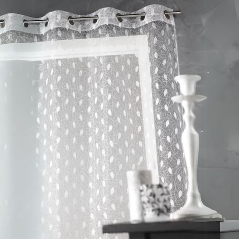 Voilage organza brodé à imprimés fantaisies Blanc 140x240 cm