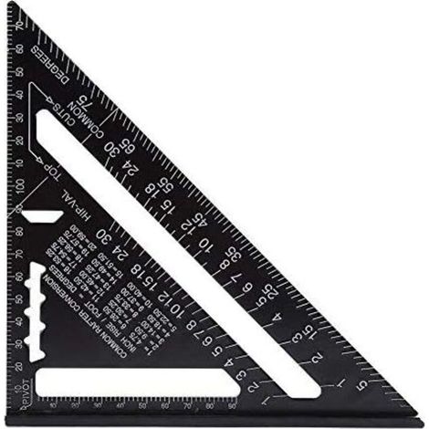 Speed Square Metric Triangle Ruler - Aluminum Alloy Metric System Ruler, Square Protractor Miter, High Precision Engineer Carpenter Measuring Tool (Size: 7 inch)
