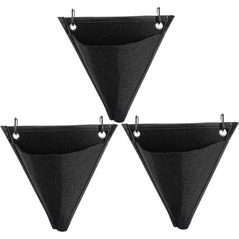 Sacs de jardinière Suspendus Jardinière Verticale, Poches murales suspendues, Sacs de Culture triangulaires pour extérieur et intérieur, 3 pièces (1/5)