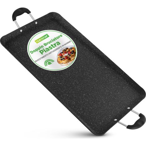 NutriChef Doppia Piastra Cucina 50 x 30 cm in Alluminio Rinforzato, Bistecchiera Antiaderente, Manici Bakelite Termoresistenti, Compatibile Gas, Vetroceramica, Alogeno, Carne, Verdure, Pancake e Toast (1/5)