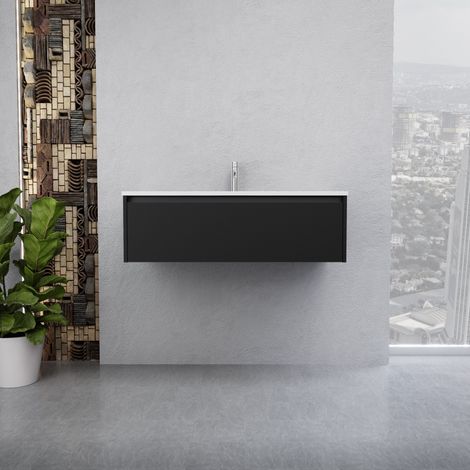 Inda - Mobile bagno L.100 con lavabo lucido / Nero opaco 1