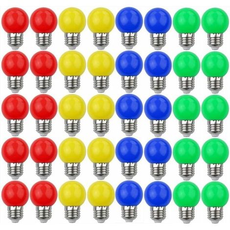 BelleRise - Ampoules LED Colorées E27 3W=30W Lumière Décorative et Design  Rouge Jaune Bleu Vert - Paquet de 40 [Classe énergétique A+] (1/5)