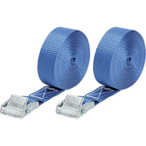Lot de 2 sangles d'arrimage 250 kg boucle Zamak - 5m x 25mm (1/2)