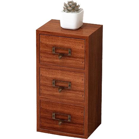 Coffret à bijoux à 3 tiroirs en bois style rétro, meuble de rangement de bureau pour bijoux, colliers, boucles d'oreilles et montres, idéal pour la maison, l'école ou le bureau. (1/5)