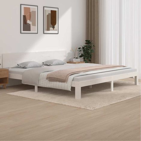 vidaXL Bed Frame without Mattress White Solid Wood Pine 200x200cm (1/5)