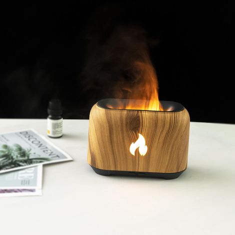 150-ml-Diffusor für ätherische Öle mit hohlem 3D-Flammendesign, 5-V-USB-LED-Nebelgenerator, Luftbefeuchter für duftende Räume (1/5)