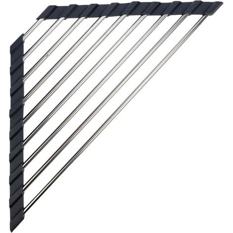 Égouttoir sur Évier - Séchoir - RVS - Porte-Torchon - Porte-Éponge - Pliable - pour le Coin Supérieur de l'Évier - 23.223.242.3 cm - Zwart