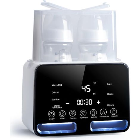 1 chauffe-biberon 8 en 1, fonction décongélation, minuterie programmable, maintien au chaud 24 h, stérilisation, pour lait maternel et infantile (1/5)
