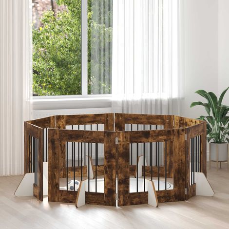 Puerta de perro con soportes 8 pcs Roble Ahumado 60 x 60 cm