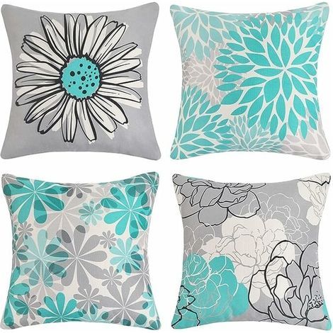 Lot de 4 Housse de Coussin d\'extérieur, imperméable Housse de Coussin Housse Coussin en Lin en Tournesol pour Patio Jardin Salon Chambre Décoration(40 x 40 cm, Jaune) (1/5)